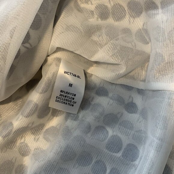 Anthropology THML white blue dotted colorful knee length dress size M E5 - Picture 3 of 6